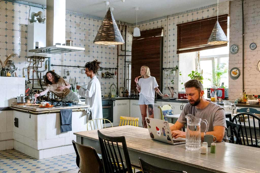 Team of nutritionists and chefs in kitchen